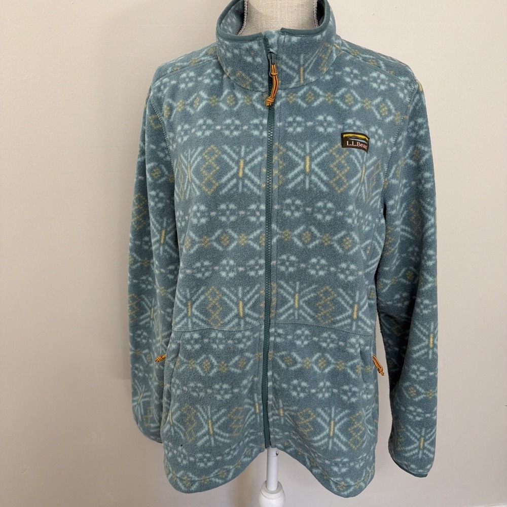 LL Bean Mountain Classic Fleece Jacket Soft Spruce XL Zip Up